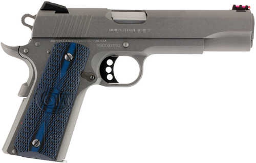 Colt 1911 Competition Pistol 38 Super 5" Barrel 9 Round Stainless Steel Finnish Scalloped Blue Checkered G10 Grip