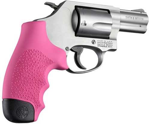 Hogue Grips Monogrip Fits S&W J Frame Round Butt Finger Grooves Rubber <span style="font-weight:bolder; ">Pink</span> 60007