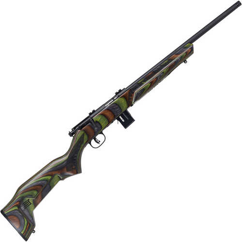 Savage Model 93 Minimalist .22 WMR Bolt Action Rimfire Rifle 18" Threaded Barrel 10 Rounds Green Laminate Stock Black Finish