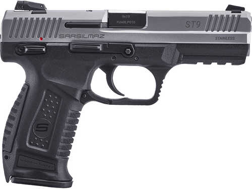 Sar USA Sar9T Semi-Auto Pistol 9mm Luger 4.4" Barrel (1)-17Rd Mag 3-Dot Adjustable Low Profile Sights Silver Stainless Finish