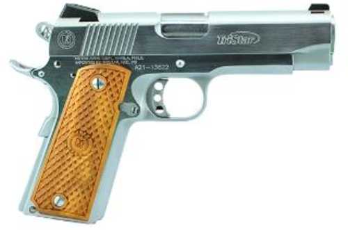 TriStar American Classic Commander 1911 Semi-Auto Pistol 9mm Luger 4.25" Barrel (1)-8Rd Mag Dovetail Front, Novak Rear Sights Wood Grips Chrome Finish