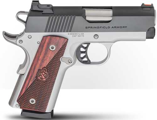 Springfield Armory 1911 Ronin EMP 9mm Luger 3" 9+1 Satin Aluminum Cerakote Frame Blued Carbon Steel Slide with Rear Serrations Textured Wood Grips Fiber Optic Front Sight