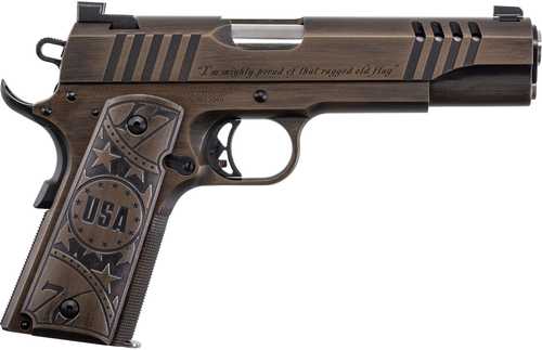 Kahr Arms Auto Ordnance 1911 Old Glory Special Edition Semi-Auto Pistol 45ACP 5" Barrel (1)-7Rd Mag TruGlo Night Sights Aluminum Engraved Grips Burnt Bronze Cerakote Finish