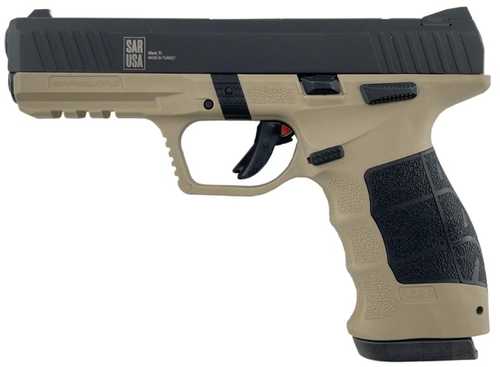 Sar USA SAR9 Compact Semi-Auto Pistol 9mm Luger 4" Barrel (1)-15Rd Mag Tan w/Black insert in Grip
