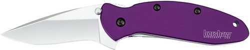 Kershaw Scallion Purple Folding Knife/Assisted 420HC/Satin Plain Clip Point Thumb Stud/Pocket 2.25" Aluminum