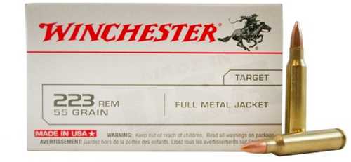 223 Remington 20 Rounds Ammunition <span style="font-weight:bolder; ">Winchester</span> 55 Grain Full Metal Jacket