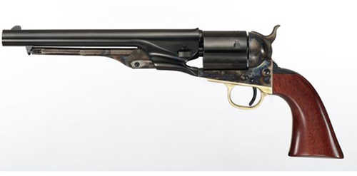 Click to see larger image. Taylors & Company Uberti 1860 Army Long Cylinder Conversion Revolver 45 Colt 8" Barrel 6Rd Capacity Blade Front Sight Notch Rear Walnut Grips Blued Finish