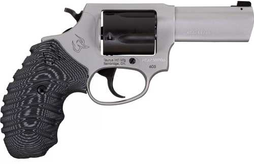 Taurus 605 Double/Single Action Revolver .357 Magnum 3" Barrel 5Rd Capacity Night Front, Fixed Rear Sights Black & Grey VZ Grips Stainless Steel Finish