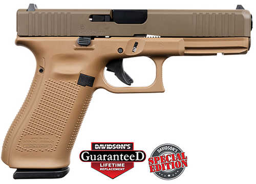 Glock Gen5 17 Semi-Auto Pistol 9mm Luger 4.49" Barrel (3)-17Rd Mags Front: White Dot Rear: Outline Sights Cerakote Davidsons Dark Earth Finish