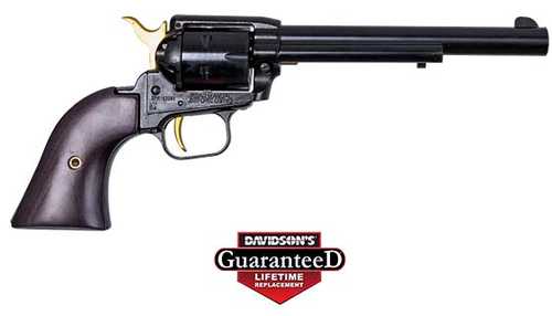 Click to see larger image. Heritage Manufacturing Rough Rider Single Action Revolver .22 Long Rifle 6.5" Barrel 6Rd Capacity Gold Accents In PVD Black Oxide Finish