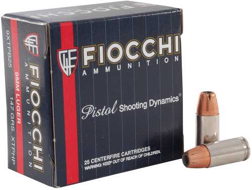 9mm Luger 25 Rounds Ammunition Fiocchi Ammo 147 Grain Hollow Point