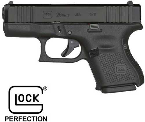 Glock 26 Gen5 Semi-Auto Pistol 9mm Luger 3.43" Barrel (3)-10Rd Mags Fixed Sights Black Polymer Finish