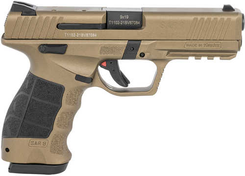 <span style="font-weight:bolder; ">Sar</span> USA SAR9 Double Action Only Semi-Auto Pistol 9mm Luger 4.4" Barrel (1)-17Rd Magazine Fixed Sights Bronze Polymer Finish