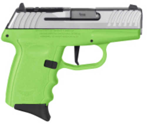 SCCY Firearms DVG Striker Fired Semi-Auto Pistol 9mm Luger 3.1" Barrel (1)-10Rd Magazine Dot Front Sight & Windage Adjustable 2-Dot Rear Stainless Slide Lime Green Finish
