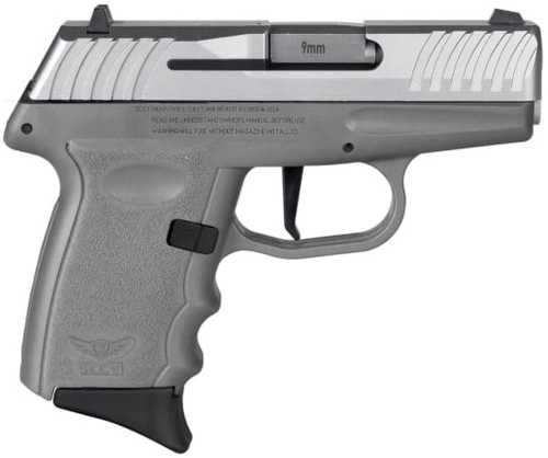 SCCY Firearms DVG Striker Fired Semi-Auto Pistol 9mm Luger 3.1" Barrel (1)-10Rd Magazine Dot Front Sight & Windage Adjustable 2-Dot Rear Stainless Slide Grey Polymer Finish