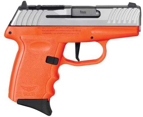 SCCY Firearms DVG Striker Fired Semi-Auto Pistol 9mm Luger 3.1" Barrel (1)-10Rd Magazine Dot Front Sight & Windage Adjustable 2-Dot Rear Stainless Slide Orange Polymer Finish