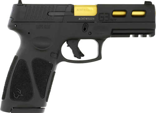Taurus G3 TORO Semi-Auto Pistol 9mm Luger 4" Custom Gold Slide Cuts Pvd Barrel (2)-17Rd Magazines Adjustable Sights Black Polymer Finish