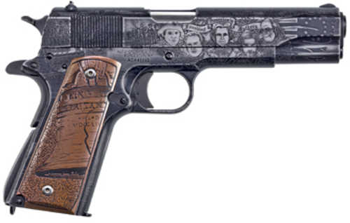 Auto Ordnance Revolution 1911 Semi-Auto Full Size Pistol .45 ACP 5" Barrel (1)-7Rd Magazine 3-Dot Sights Engraved Liberty Bell and Declaration of Independence Solid Copper Grips Midnight Blue Distressed Cerakote on Slide Frame Black Fini