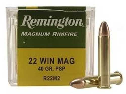 22 Winchester <span style="font-weight:bolder; ">Magnum</span> Rimfire 50 Rounds Ammunition <span style="font-weight:bolder; ">Remington</span> 40 Grain Soft Point