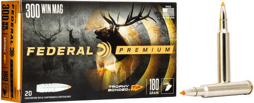 300 Winchester Magnum 20 Rounds Ammunition <span style="font-weight:bolder; ">Federal</span> Cartridge 180 Grain Bonded