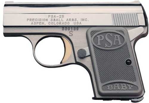 Precision Small Arms PSA-25 Baby Featherweight Semi-Auto Pistol .25 ACP 2.13" Barrel (1)-6Rd Magazine 24k Gold Plated Trigger Silver/Stainless Aluminum Finish