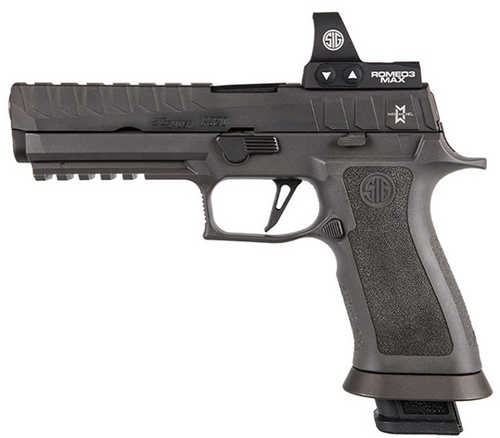 Sig Sauer P320 MAX Striker Fired Semi-Auto Pistol 9mm Luger 5" Match Grade Carbon Steel Bull Barrel (4)-21Rd Magazines Electro-Optics 6MOA ROMEO3MAX Sight Included Black Finish