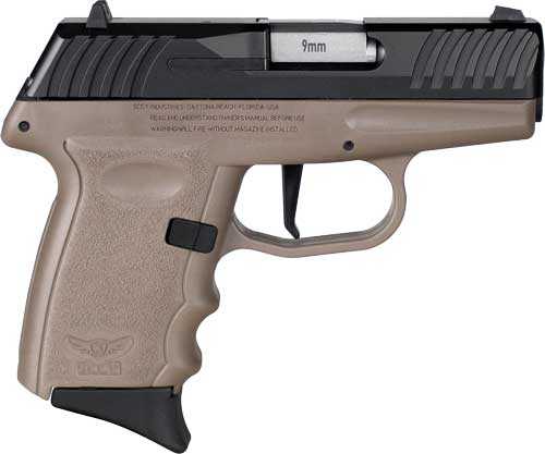 SCCY DVG1-CB Striker Fired Sub-Compact Semi-Auto Pistol 9mm Luger 3.1" Barrel (2)-10Rd Magazines Adjustable Sights Black Slide Flat Dark Earth Polymer Finish