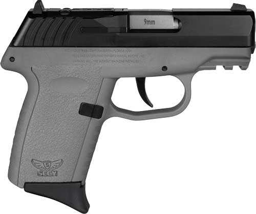 SCCY CPX2-CB Semi-Auto Pistol 9mm Luger 3.1" Barrel (2)-10Rd Magazines Adjustable Sights Black Slide Sniper Grey Polymer Finish