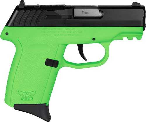 SCCY CPX2-CB Gen3 Semi-Auto Pistol 9mm Luger 3.1" Barrel (2)-10Rd Magazines Adjustable Sights Black Slide Lime Green Polymer Finish
