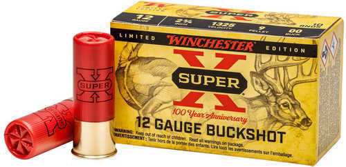 12 Gauge 10 Rounds Ammunition Winchester 2 3/4" 9 Pellet Lead #00 Buck