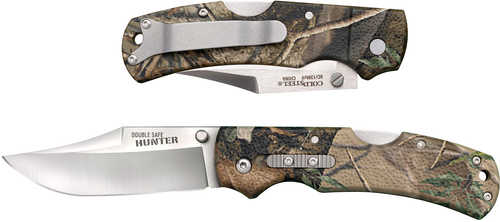 Cold Steel Double Safe Hunter 3.50" Folding Clip Point Plain Satin 8Cr13MoV SS Blade/ Camo GFN Handle Includes P