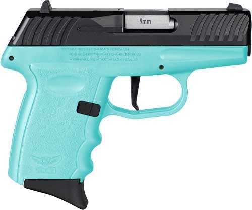 SCCY DVG1-CB Sub-Compact Striker Fired Semi-Auto Pistol 9mm Luger 3.1" Barrel (2)-10Rd Magazines Adjustable Sights Black Slide Blue Polymer Finish