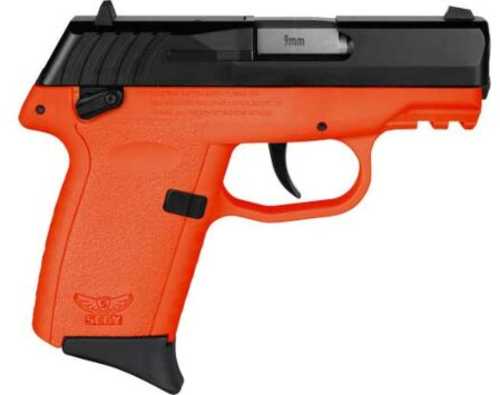 SCCY CPX1-CB Gen3 Semi-Auto Pistol 9mm Luger 3.1" Barrel (2)-10Rd Magazines Adjustable Sights Black Flat Top Slide Orange Polymer Finish