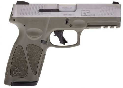 Taurus G3 Semi-Auto Pistol 9mm Luger 4" Barrel (1)-17Rd & (1)-15Rd Magazines White Dot Front & Adjustable Rear Sights OD Green Polymer Grips Matte Stainless Finish