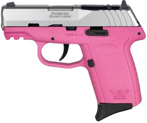 SCCY Industries CPX-2 Gen3 Semi-Auto Pistol 9mm Luger 3.1" Barrel (2)-10Rd Magazines Dot Front Sight & Windage Adjustable 2-Dot Rear Red Ready Stainless Slide Pink Polymer Finish