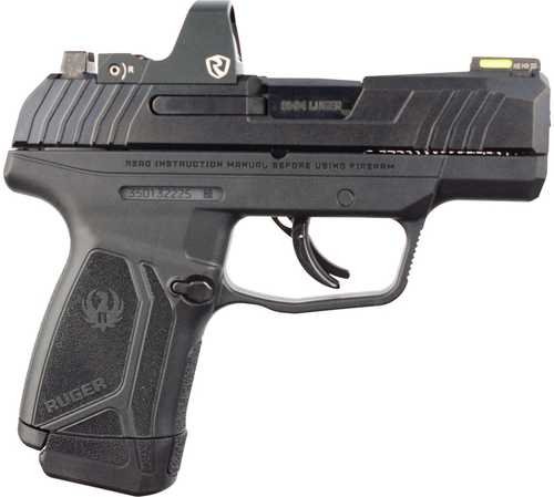 Ruger MAX-9 Striker Fired Semi-Auto Pistol 9mm Luger 3.2" Rifled Barrel (1)-12Rd & (1)-10Rd Magazines Tritium Fiber Optic Front Drift Adjustable Rear Sights With <span style="font-weight:bolder; ">Riton</span> Red Dot High Performance Nylon Grips Black Finish