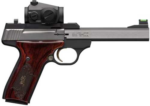 Browning Buck Mark Medallion Semi-Auto Pistol .22 Long Rifle 5.5" Slab Side Barrel (1)-10Rd Magazine TruGlo Fiber Optic Front & Blade Rear Sights Vortex Crossfire Red Dot Included Laminated Rosewood Colored Grips Matte Blued Finish