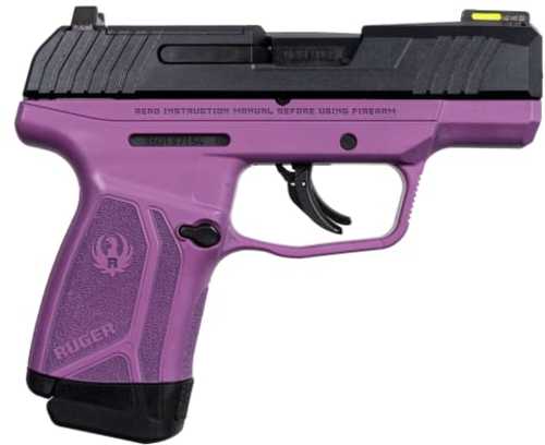 Ruger Max-9 Semi-Automatic Pistol 9mm Luger 3.2" Barrel (1)-12Rd & (1)-10Rd Magazines Tritium Fiber Optic Front Drift Adjustable Rear Sights Reversible Release Blued Slide Purple Cerakote Finish