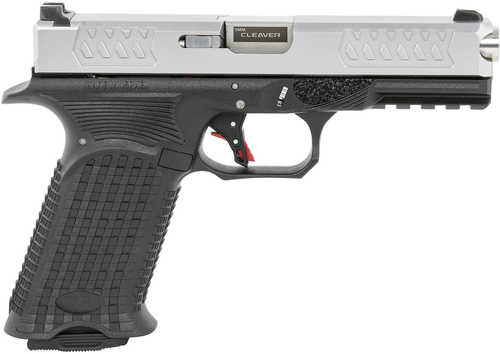 Bul Armory Axe Cleaver Striker Fired Semi-Auto Pistol 9mm Luger 4.49" Barrel 17Rd Magazines 3-Dot Dovetail Sights Serrated Silver Stainless Steel Slide Black Polymer Finish