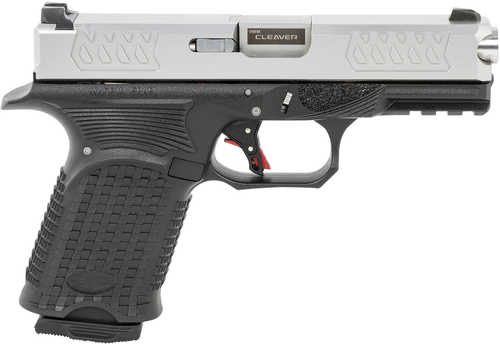 Bul Armory Axe Compact Cleaver Striker Fired Semi-Auto Pistol 9mm Luger 4.49" Barrel 15Rd Magazines 3-Dot Dovetail Sights Serrated Silver Stainless Steel Slide Black Polymer Finish