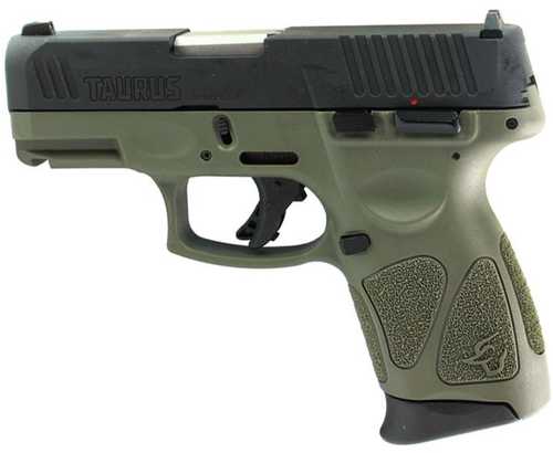 Taurus G3C Semi-Auto Pistol 9mm Luger 3.2" Barrel (3)-12Rd Magazines Black Serrated Adjustable Sights Manual Safety Gen 3 Trigger System Polymer Grips OD Green Cerakote Applied Finish