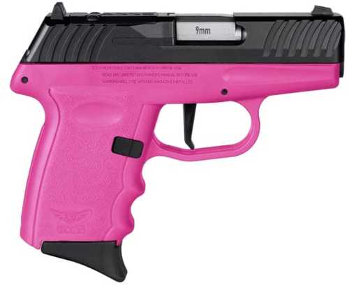 SCCY DVG-1 Striker Fired Semi-Auto Pistol 9mm Luger 3.1" Barrel (2)-10Rd Magazines Dot Front Sight & Windage Adjustable 2-Dot Rear Black Slide Pink Finish