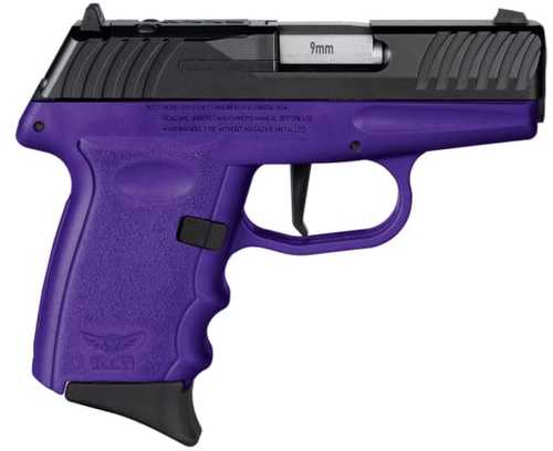 SCCY DVG-1 Striker Fired Semi-Auto Pistol 9mm Luger 3.1" Barrel (2)-10Rd Magazines Dot Front Sight & Windage Adjustable 2-Dot Rear Black Slide Purple Finish