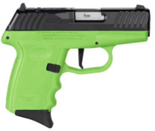 SCCY DVG-1 Striker Fired Semi-Auto Pistol 9mm Luger 3.1" Barrel (2)-10Rd Magazines Dot Front Sight & Windage Adjustable 2-Dot Rear Black Slide Lime Green Finish