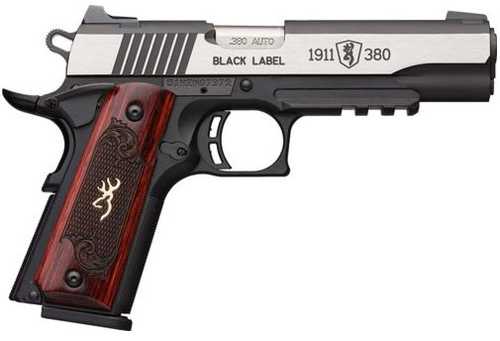 Browning Black Label Medallion Pro Semi-Auto Pistol .380 ACP 4.25" Barrel (2)-8Rd Magazines Fixed Night Sights Stainless Steel Slide With Polished Flats Rosewood Laminate Grips Finish