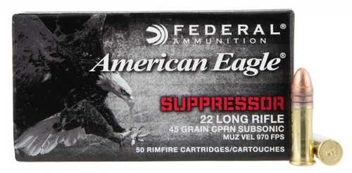 22 Long Rifle 50 Rounds Ammunition Federal Cartridge 45 Grain Suppressor