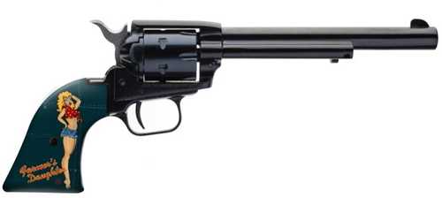 Heritage Manufacturing Rough Rider Pin-Up Single Action Revolver .22 Long Rifle 6.5" Barrel 6Rd Capacity Fixed Front U-Notch Rear Sights Custom Farmers Daughter Up Synthetic Grips Blued Finish