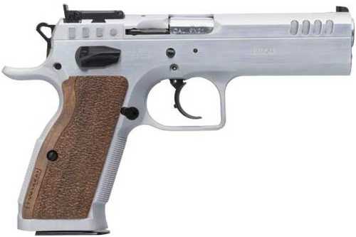 Tanfoglio Stock II Double/Single Action Semi-Automatic Pistol 10mm Auto 4.45" Polygonal Rifling, Bull Barrel (1)-13Rd Magazine Adjustable Rear Sight Aluminum Grips Chrome Finish