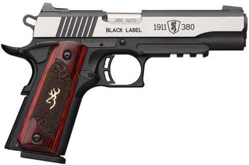 Browning 1911-380 Black Label Medallian Pro Semi-Automatic Pistol .380 ACP 4.25" Barrel (2)-8Rd Magazines Fixed Sights Rosewood Laminated Grips Finish