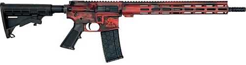 Great Lakes Firearms & Ammo AR15 Semi-Automatic Rifle .223 Wylde 16" Barrel (1)-30Rd Magazine Black Synthetic Stock Lipstick Red Battleworn Finish